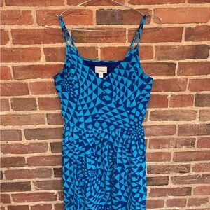 Vibrant Blue Patterned Midi Dress